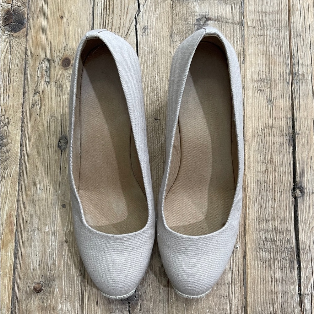 J. Crew Factory Beige Espadrille Wedge Pumps - Picture 2 of 7